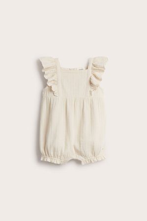 Newbie | Playsuit med volanger | Ljusbeige