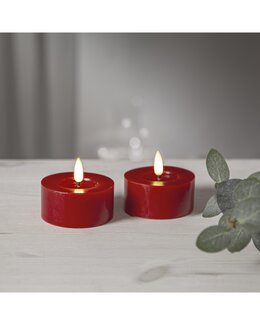 2 kpl paristokäyttöisiä lämpökynttilöitä LED Flamme Flow 7 x 5,5 cm Punainen