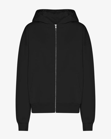 Organic Oversized Zip Hood - Deep Black - Female - XL