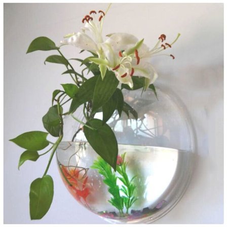 Vægmonteret akvarium vægvase blomsterpotte blomsterplexiglas akryl kreativ væg guldfisketank