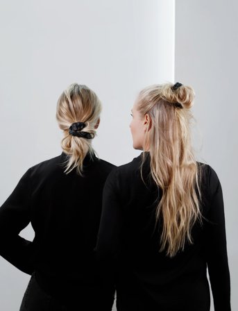 Corinne Vegan Scrunchie Big And Small 2Pack - Black - ONE SIZE