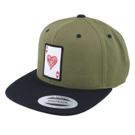 Iconic - Grön snapback Keps - Ace Of Hearts Olive/Black Snapback @ Hatstore