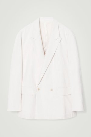 COS Men's Double-Breasted Denim Blazer - Relaxed in White