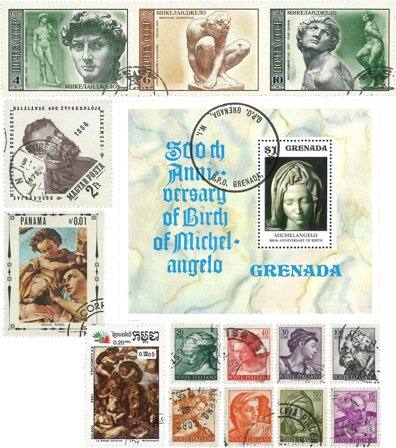 Michelangelo - 14 forskellige frimærker og 1 miniark 1961-1985 - Stemplet