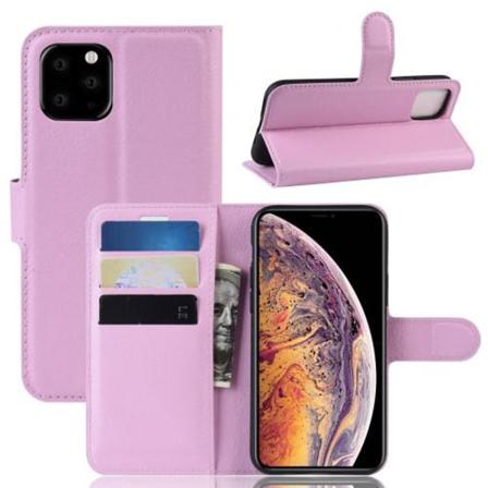 Litchi Plånboksfodral Till Iphone 11 Pro Max - Rosa Rosa