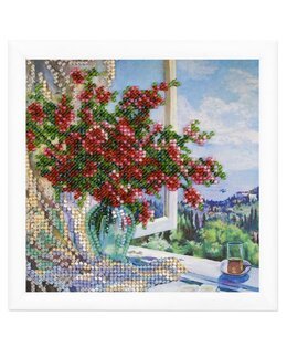 Perlenstickerei Das Meer vor dem Fenster