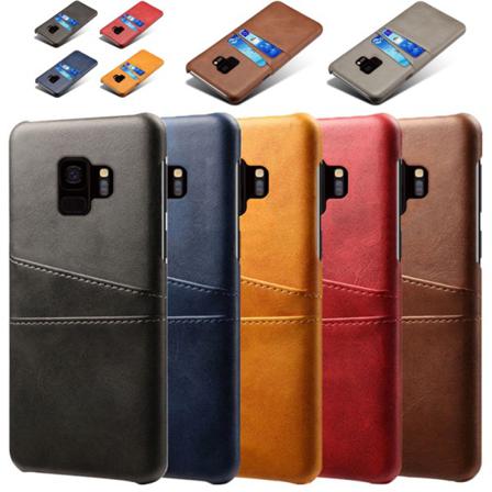 Samsung S9+ Skydd Skal Fodral Skinn Kort Visa Amex Mastercard - Röd Samsung Galaxy S9 Plus