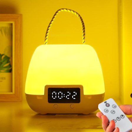 Nattlampa, LED-bordslampa trådlös dimmer, fjärrkontroll med varmt/kallt ljus