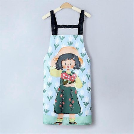 Søtt sommerforkle uten ermer i korallfleece til kjøkken med vanntett oljeklut-håndkledesign