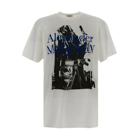 Alexander McQueen White Graphic T-shirt , Wit , Heren , Maat: L