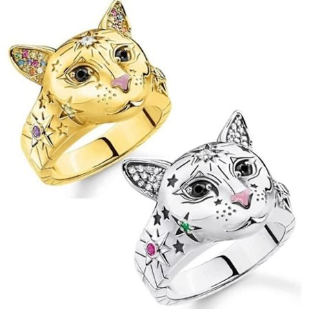 Kattering, retro punk kitty kattering for kvinner jenter vintage katt dyr ring klassisk katt sol stjerne ring islagt katt kattunge hode ring 