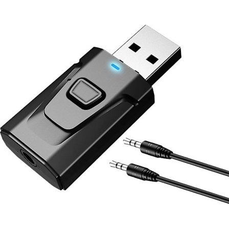 USB Bluetooth 5.0 med 3,5 mm AUX-uttag 4-i-1 Trådlös ljudsändare/mottagare Adapter för TV/Hemljudsystem