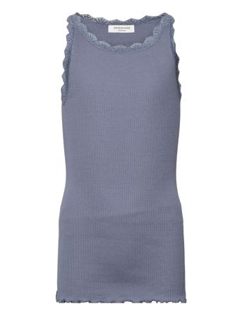 Silk Top W/ Lace T-shirts Sleeveless Blå Rosemunde Kids*Betinget Tilbud
