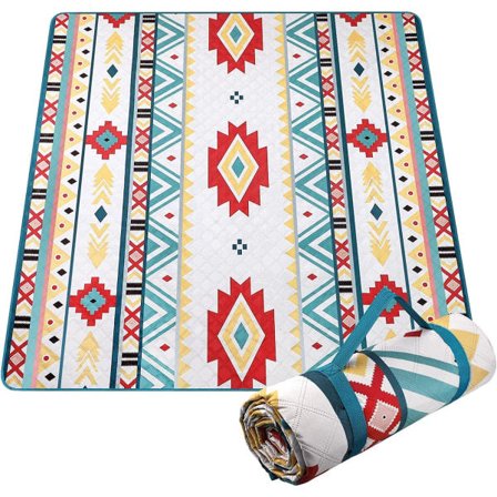 IC Ekstra stor piknikteppe utendørs vanntett, for stranden, bærbar, 79" x 79" piknikmatte - Aksu Style (grønn)