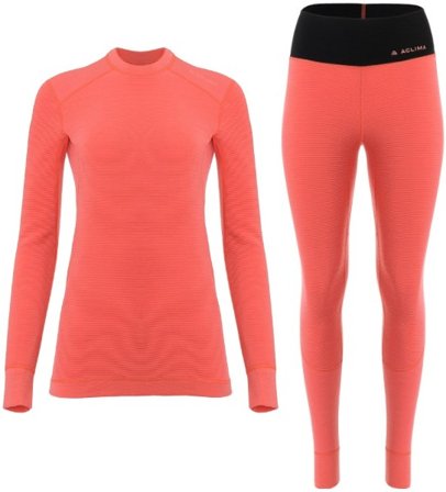 Aclima Undertøysett StreamWool Crewneck + Longs Dam Spiced Coral