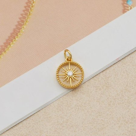 Halsband kompass guldpläterat med kristall handgjort med kedja