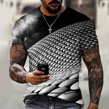 Herr Geometriskt Print Toppar Kortärmad T-shirt