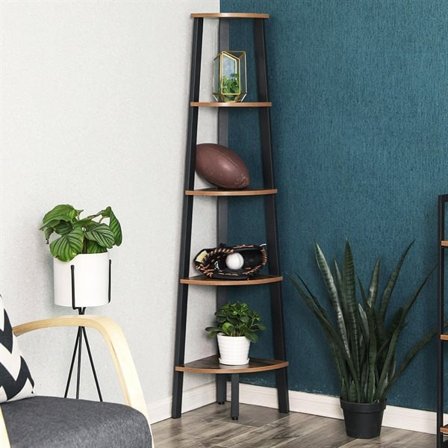 Hjørnehylle med 5 hyller - rustikk brun