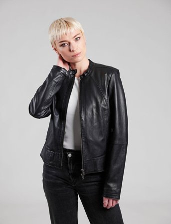 Jofama Diora Classic Leather Jacket - Black - 38