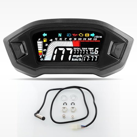 Universal Motorcykel Digital Varvräknare LCD-display Förgasare Digital Hastighetsmätare Kilometraräkn med Sensor