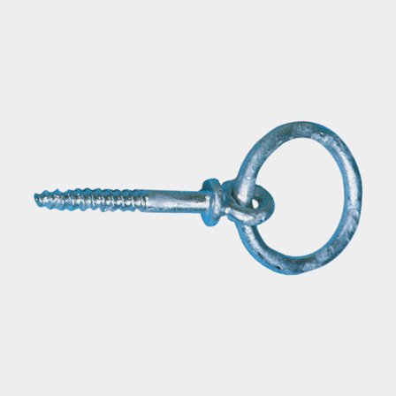 Pierścień do cumowania / ring do pomostu, Ø12 mm x 100 mm, stal ocynkowana, gwint do drewna - Jachtowa