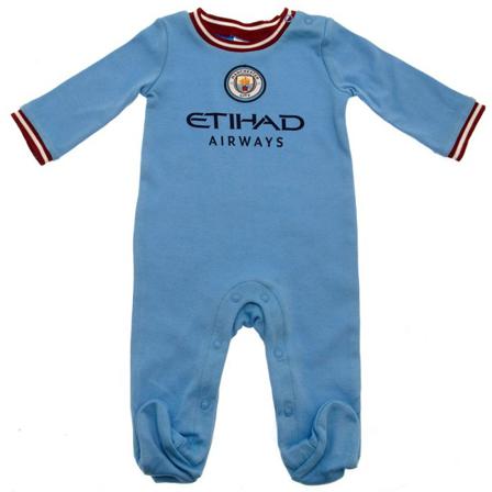 Manchester City Fc Baby Crest Sovdräkt 12-18 Månader Himmelsblå/r