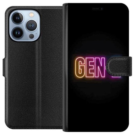 Kompatibelt Lommeboketui til Apple Apple iPhone 13 Pro Neontext Gen Z i fargerikt lys mot mørk bakgrunn i moderne digital stil