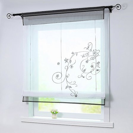 Romersk rullegardin voile Romerske gardiner med snoretræk gardiner BxH 80x100cm grå pakke med 1