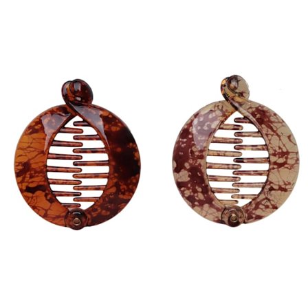 2 st små banan hårklämma kam mode låsning rund plast fiskstjärt hårklämma grepp hästsvans hållare