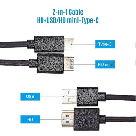 BOSTO 2-i-1 kabel til BOSTO 13HD/16HD/16HDK/16HDT/BT-16HD/BT-16HDK/BT-16HDT grafisk tegnetablet