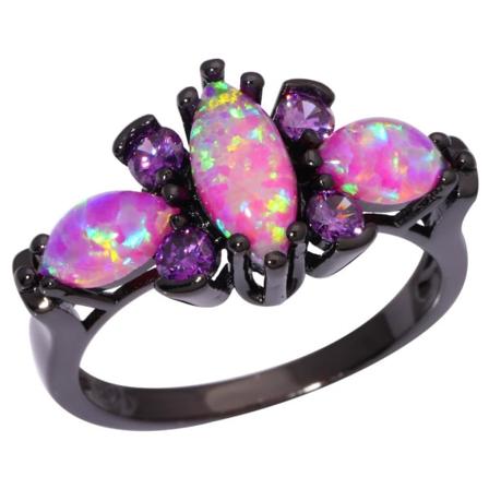 18K mustakultaa täytetty Rainbow Cut opaali musta 22