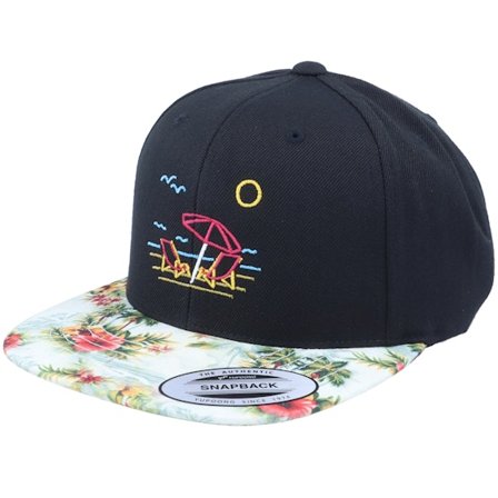 Iconic - Neon Summer Beach Floral Mint Snapback Snapback Black Cap - @ Hatstore
