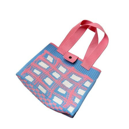 Stickad Handväska Tygväska ROSA - high quality