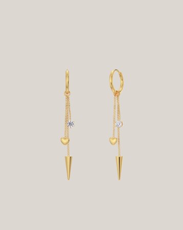 Edblad Peak Hoops Multi Heart Gold Guldfärg Korut Tytöt - Kids Brand Store