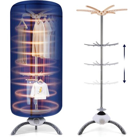 Oppvarmet klesstativ, 900W elektrisk klesørker, tolags sirkulerende varmluft klesørker, hurtigtørkende.