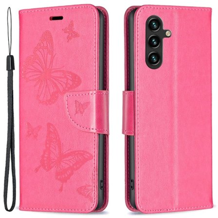 Butterfly läder Samsung Galaxy A15 fodral - Rosa