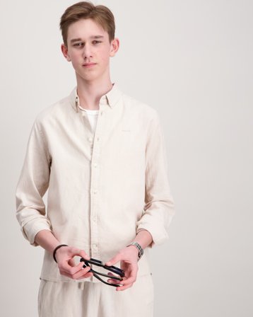 GANT COTTON LINEN BD LS SHIRT Beige Hemden Jungen - Kids Brand Store