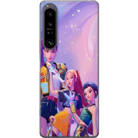 Yhteensopiva Puhelinkuori Sony Xperia 1 IV Tulevaisuuden popdivat neonväreissä, joilla on taianomaisia yksityiskohtia unenomaisen galaksitaustan ede