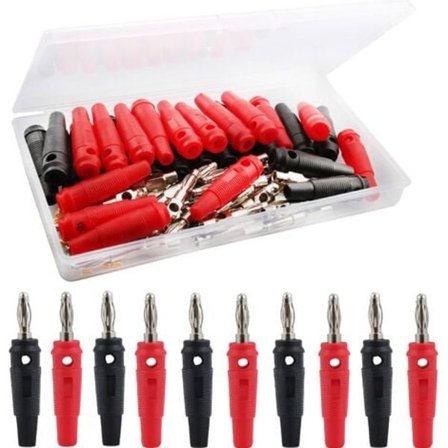 30 stk bananplugg, 4 mm bananplugg, lydhøyttalerplugg høyttalerkontakt, for tilkobling av HiFi-høyttalere, forsterkere, mottakere og stereosystemer 