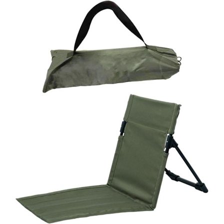 Strandrygstøttestol, sammenklappeligt strandsæde, holdbart og bærbart til vandreture, camping, strand, grøn