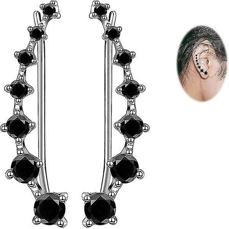 Krystalløreringe Hoop Climber Ørepynt Svart