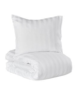 Sengetøj Satin 2-delt med vævede striber Hvid