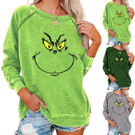 Dame Xmas Grinch Sweatshirt Langærmet bluse Pullover green W