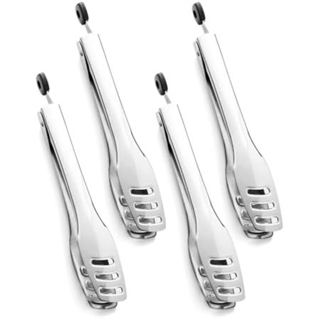 26 cm serveringstænger, 4-pak, rustfrit stål, køkkentænger til servering af mad, buffet, bryllup, festcatering, madsalat/C