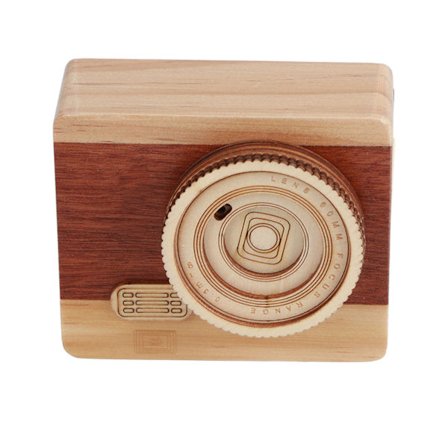 Retro kamera-spilledåse i træ, klassisk melodi til fødselsdagsgave, boligdekoration