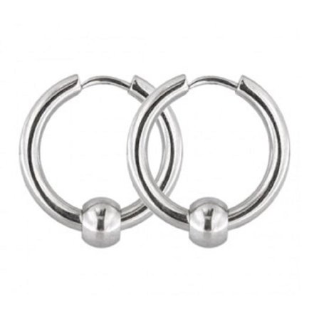 1Par 21 mm Hoops örhängen i Rhodium pläterad 316L stål med kula