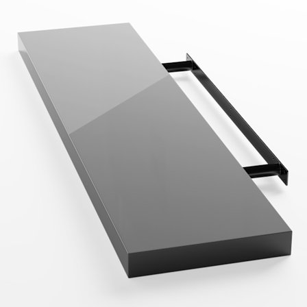 Kelluva hylly, korkeakiiltoinen harmaa, 90 cm, 15 kg kapasiteetti