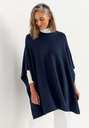 Cellbes of Sweden - Finstickad poncho - marin - för damer -
