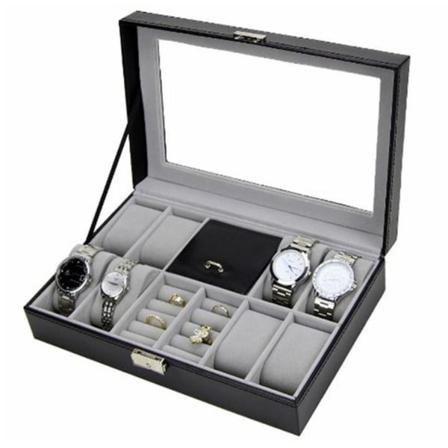 Klockbox O Juvelbox 8 Klockors Ljusgrå Insida