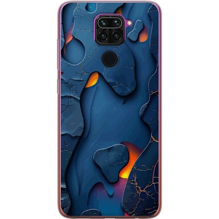 Kompatibelt Mobildeksel til Xiaomi Redmi Note 9 Abstrakte flytende former i blått og glødende oransje